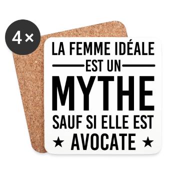 Femme Idéale est Avocate - Cadeau Humour Avocate - Dessous de verre (lot de 4) - blanc - Devant
