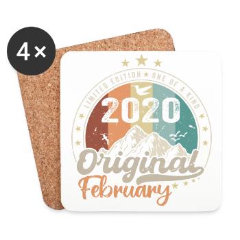 Legenden, die im Februar 2020 geboren wurden Geschenk zum 4. Jahrestag - Untersetzer (4er-Set) - Weiß - Vorne