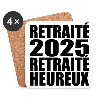 Glücklicher Rentner Ruhestandsgeschenk 2025 - Untersetzer (4er-Set) - Weiß - Vorne