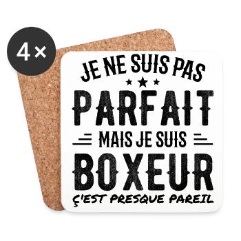 Pas Parfait Mais Boxeur - Dessous de verre (lot de 4) - blanc - Devant