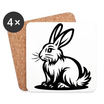 Icône de lapin de Pâques Pâques - Dessous de verre (lot de 4) - blanc - Devant