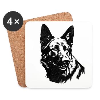 Dog: German Shepherd - Coasters (set of 4) - white - Front