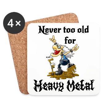 Heavy Metal Opa - Never too old for Heavy metal - Untersetzer (4er-Set) - Weiß - Vorne