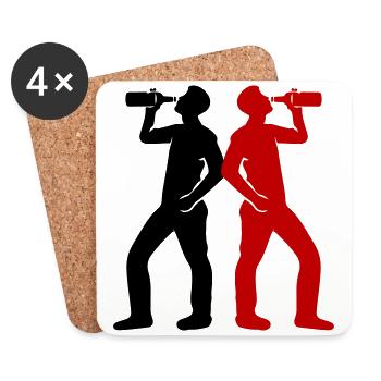 Drinker Beer Silhouette - Coasters (set of 4) - white - Front