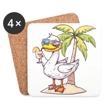 Goose Summer Beach Vacation - Coasters (set of 4) - white - Front