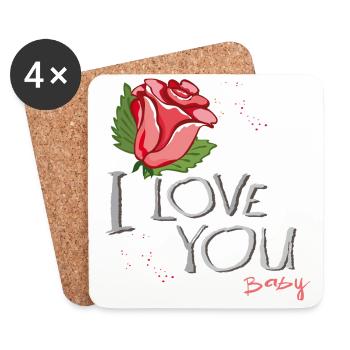 Je t’aime chéri - Dessous de verre (lot de 4) - blanc - Devant