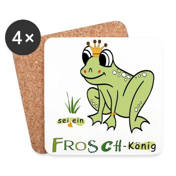 Froschkönig Frosch - Untersetzer (4er-Set) - Weiß - Vorne