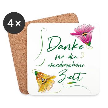 Danke für die wunderschöne Zeit - Untersetzer (4er-Set) - Weiß - Vorne