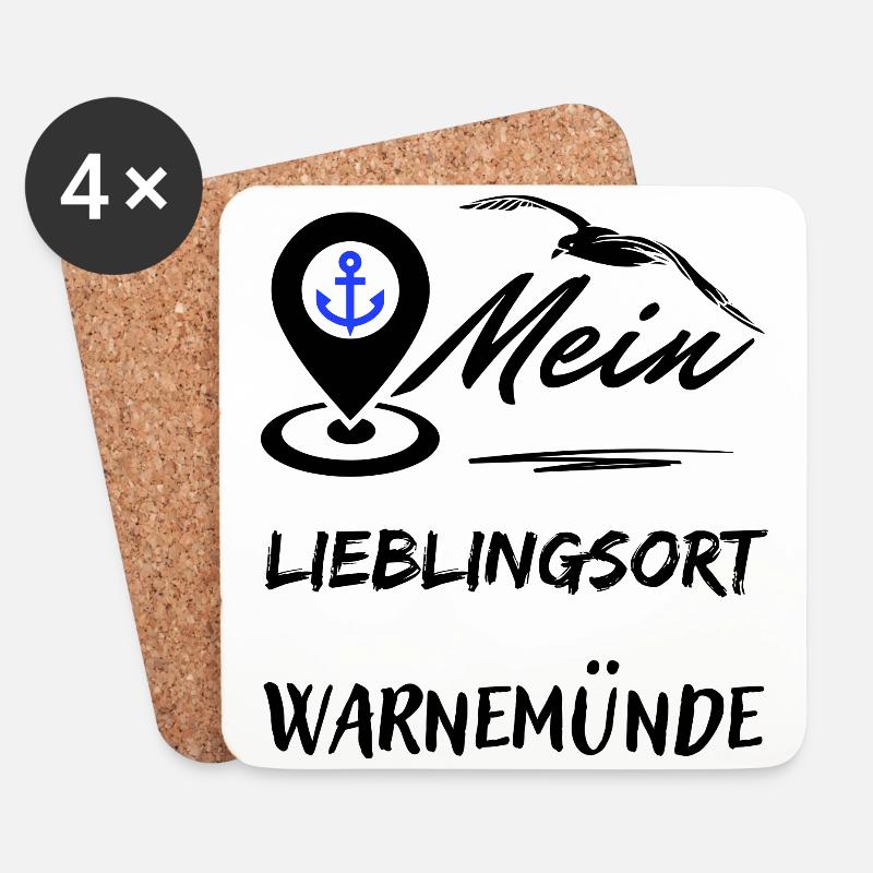 Lieblingsort Warnemünde-Ostseebad Warnemünde - Untersetzer (4er-Set) - Weiß