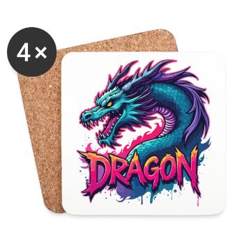 Dragon Fantasy Magic Mysticism Mythology Creature - Coasters (set of 4) - white - Front