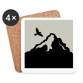 Mountain Bird flying Outdoors sky Hiking Forest - Coasters (set of 4) - white - Front