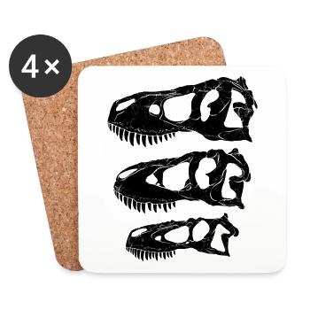 Daspletosaurus Tarbosaurus Tyrannosaurus Rex - Dessous de verre (lot de 4) - blanc - Devant