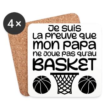 My dad doesn't always play basketball - Coasters (set of 4) - white - Front