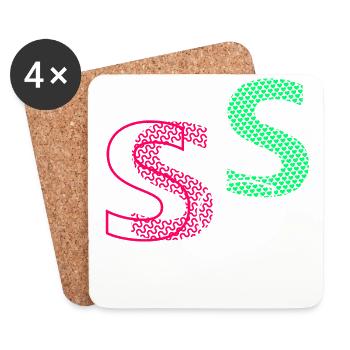Lettre S - Dessous de verre (lot de 4) - blanc - Devant