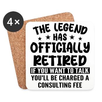 The Legend Has Officially Retired - Coasters (set of 4) - white - Front