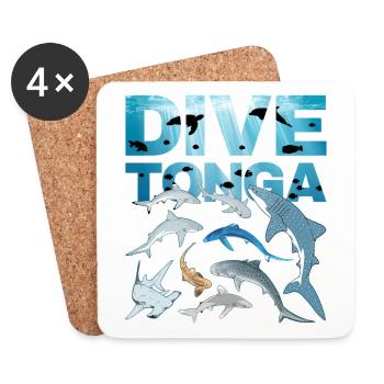 PLONGÉE Tonga Shark Species Requin tigre Requin baleine Requin bleu - Dessous de verre (lot de 4) - blanc - Devant