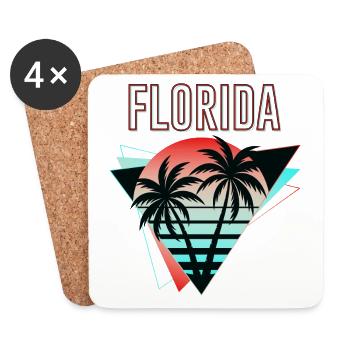 Floride États-Unis Miami Amérique Été Palmiers Néon Coloré - Dessous de verre (lot de 4) - blanc - Devant