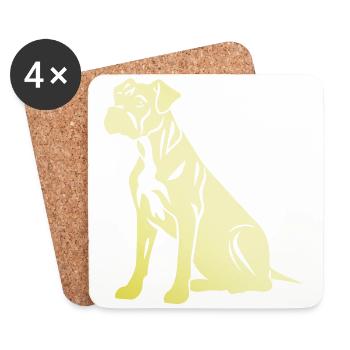 Silhouette de chien boxer - Dessous de verre (lot de 4) - blanc - Devant