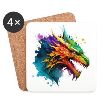 Dragon Colorful Fantasy Magic Mysticism Mythology Art - Coasters (set of 4) - white - Front