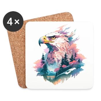 Adler Adlerkopf Natur Wildnis Wald Bäume Berge - Untersetzer (4er-Set) - Weiß - Vorne