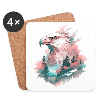 Eagle Head Nature Wilderness Forest Trees Mountains - Coasters (set of 4) - white - Front