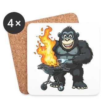 Grilling Grilla Griller Gorilla BBQ Funny Funny Funny - Coasters (set of 4) - white - Front