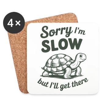Schildkröte - Sorry I'm slow but I'll get there - Untersetzer (4er-Set) - Weiß - Vorne