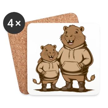 Capybara Paar Wasserschwein - Zwei coole Capybaras - Untersetzer (4er-Set) - Weiß - Vorne