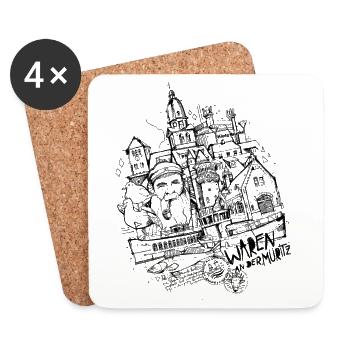 Marchandises sur le Müritz - Dessous de verre (lot de 4) - blanc - Devant