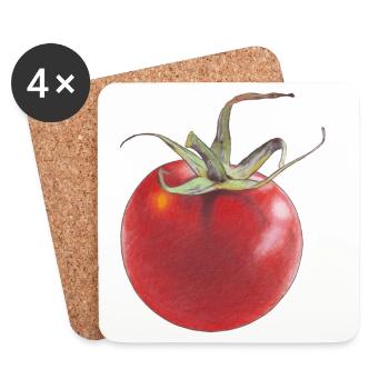 Tomate - Dessous de verre (lot de 4) - blanc - Devant