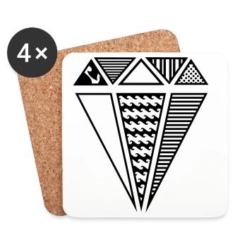 Diamant mit Muster - Untersetzer (4er-Set) - Weiß - Vorne