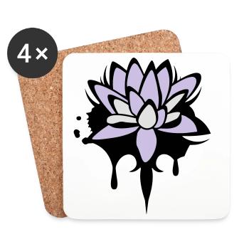 Fleur de lotus graffiti - Dessous de verre (lot de 4) - blanc - Devant