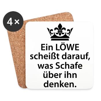 Löwe scheißt darauf was Schafe denken - Untersetzer (4er-Set) - Weiß - Vorne