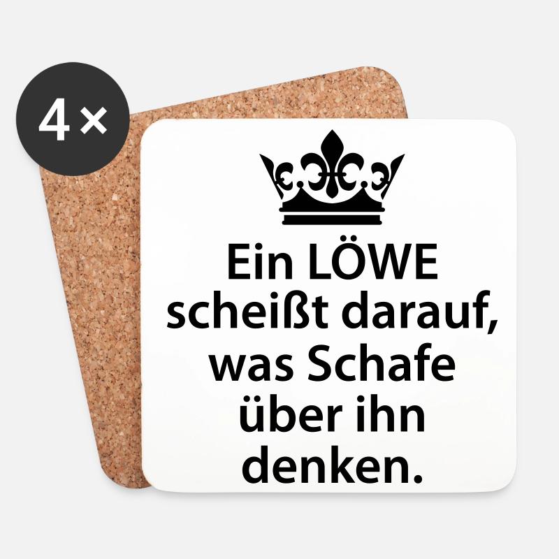 Löwe scheißt darauf was Schafe denken - Untersetzer (4er-Set) - Weiß