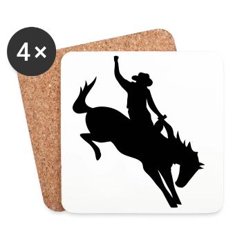Rodeo Riding on a wild horse - Coasters (set of 4) - white - Front
