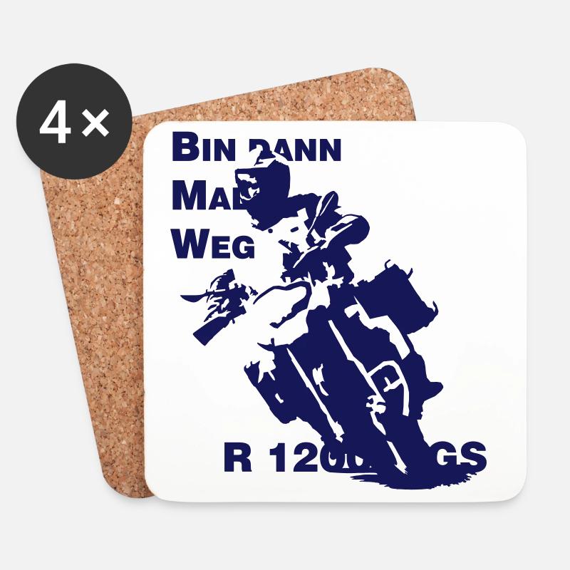 Bin dann Mal Weg - Untersetzer (4er-Set) - Weiß