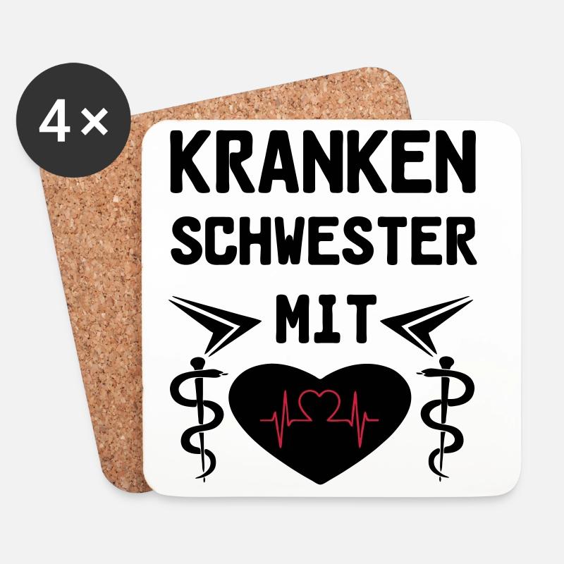 Krankenschwester mit Herz Medizin Geschenk - Untersetzer (4er-Set) - Weiß