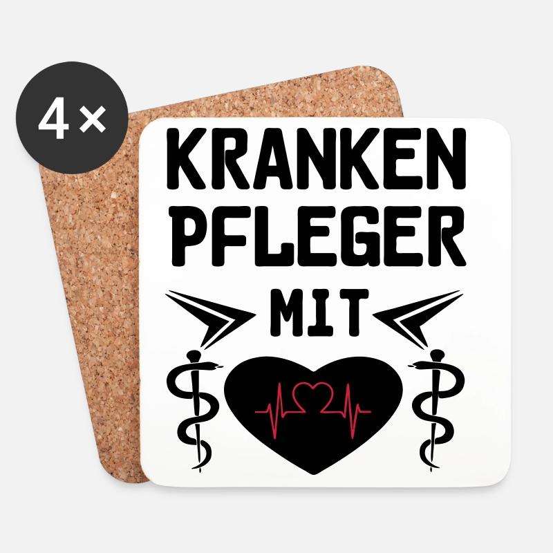Krankenpfleger mit Herz Geschenk - Untersetzer (4er-Set) - Weiß
