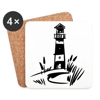 Leuchtturm Design klassisch - Untersetzer (4er-Set) - Weiß - Vorne