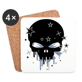 Skull / Totenkopf - Untersetzer (4er-Set) - Weiß - Vorne