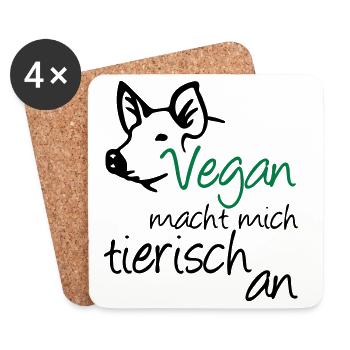 Vegan Veganer Tier Schwein Geschenk Tierschutz - Untersetzer (4er-Set) - Weiß - Vorne