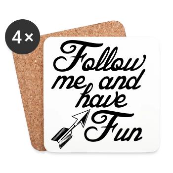 Follow me for fun Sprüche, Party, Geschenk - Untersetzer (4er-Set) - Weiß - Vorne
