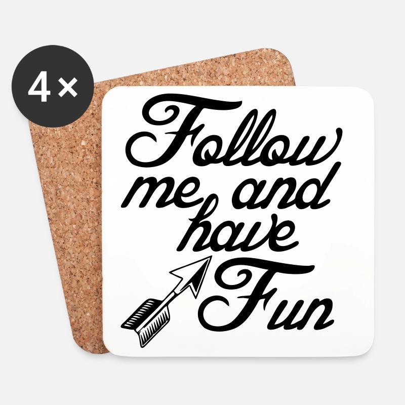 Follow me for fun Sprüche, Party, Geschenk - Untersetzer (4er-Set) - Weiß
