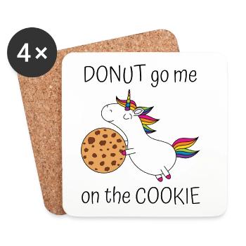 Einhorn Spruch Donut Go Me On The Cookie mit Keks - Untersetzer (4er-Set) - Weiß - Vorne