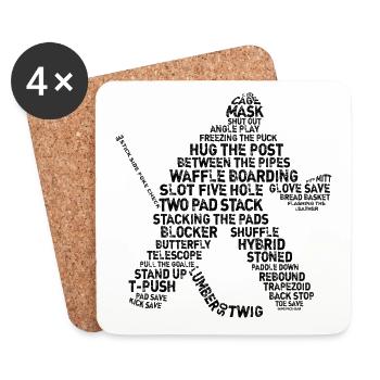 Goalie Lingo - Grunge Text Version (black print) - Coasters (set of 4) - white - Front
