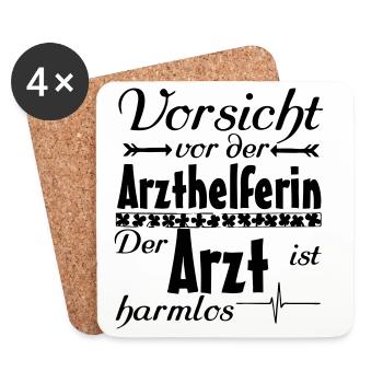Arzthelferin vs Arzt Medizin Geschenk - Untersetzer (4er-Set) - Weiß - Vorne