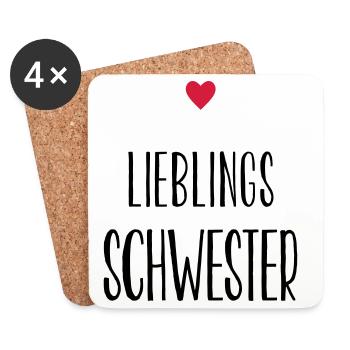 Schwester Lieblingsschwester Herz Geschenk - Untersetzer (4er-Set) - Weiß - Vorne