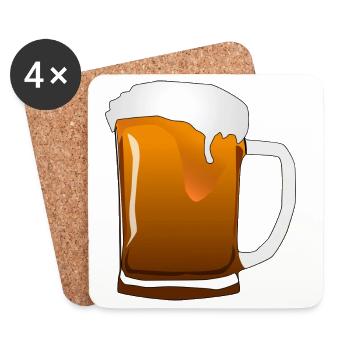 Bierkrug mit Schaum - Untersetzer (4er-Set) - Weiß - Vorne