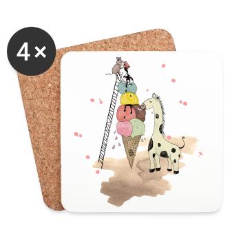 Wildlife Icecream - Coasters (set of 4) - white - Front