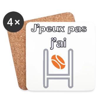 J'peux pas j'ai rugby vrai motif - Dessous de verre (lot de 4) - blanc - Devant